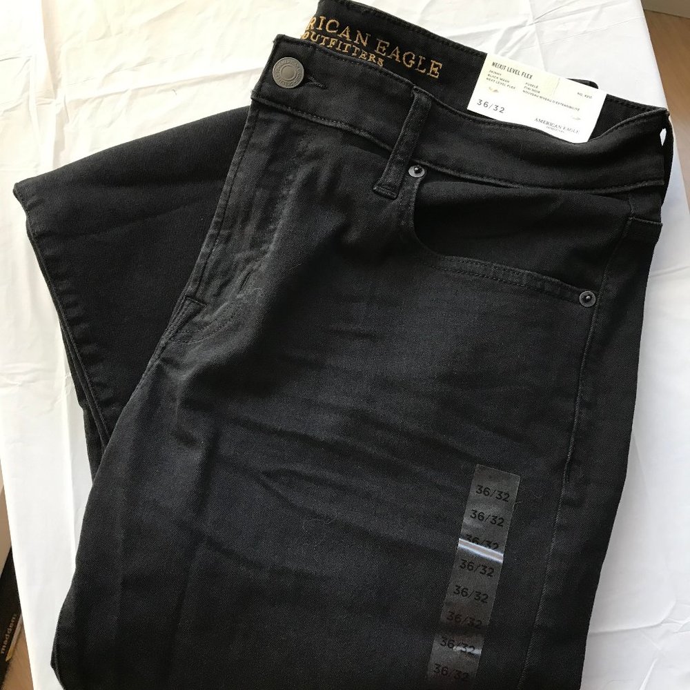 American Eagle Skinny Jean Black 36 32 with Tags